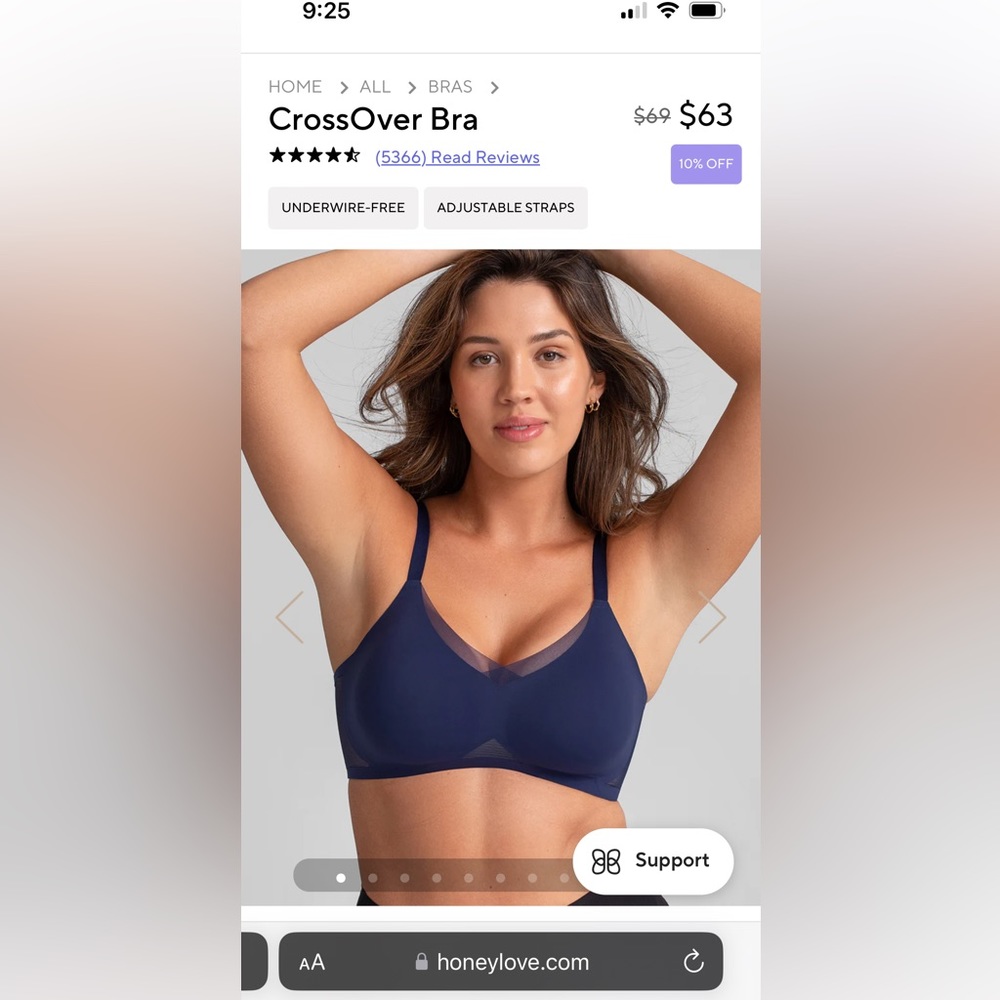 Honeylove blue crossover bra